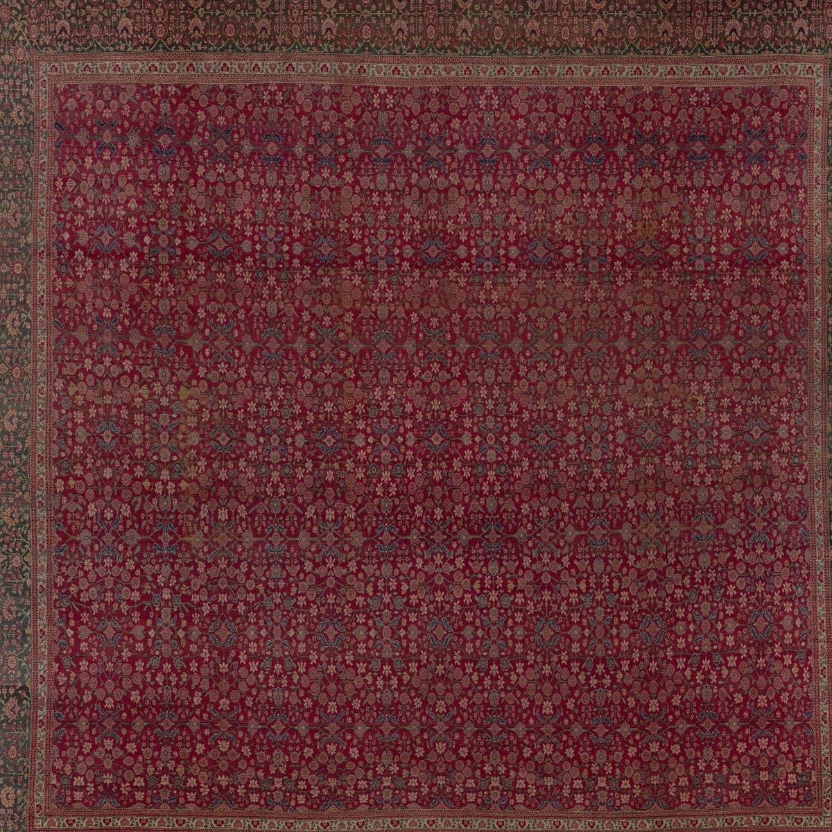 Close-up of the all-over pattern on the Kashmir Millefleur Ruby