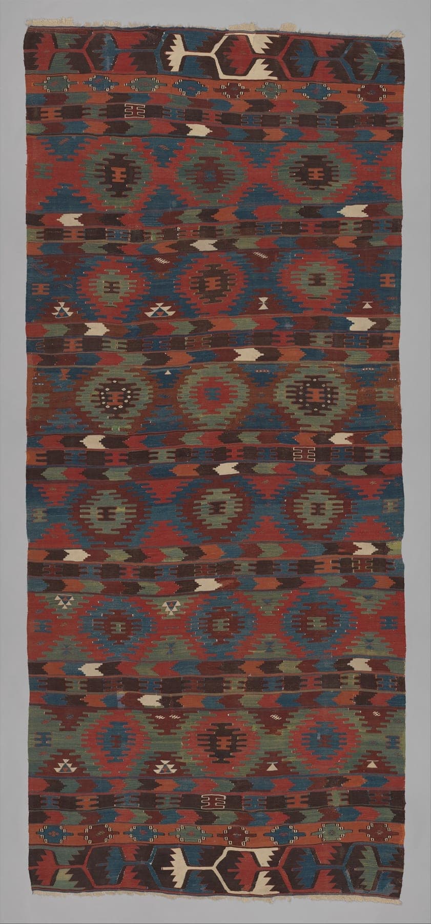 Anatolian Kilim, a flat-woven wool rug, shown flat