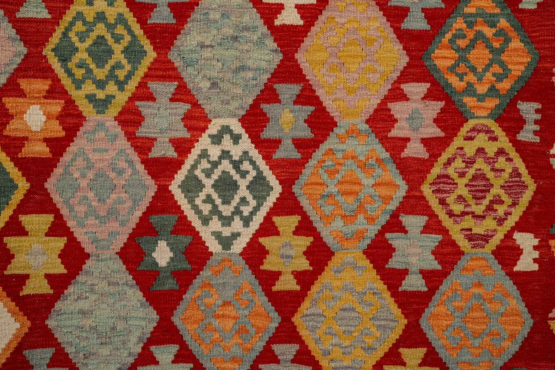 Harvest Kilim Runner, a flat-woven wool rug, shown flat