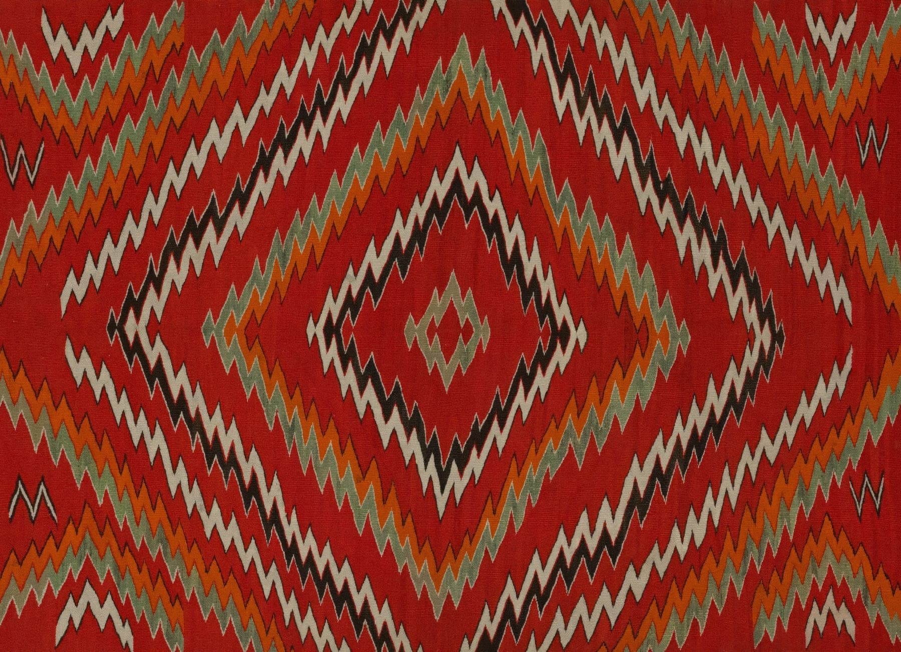 Rajasthani Chevron, a flat-woven cotton rug, shown flat