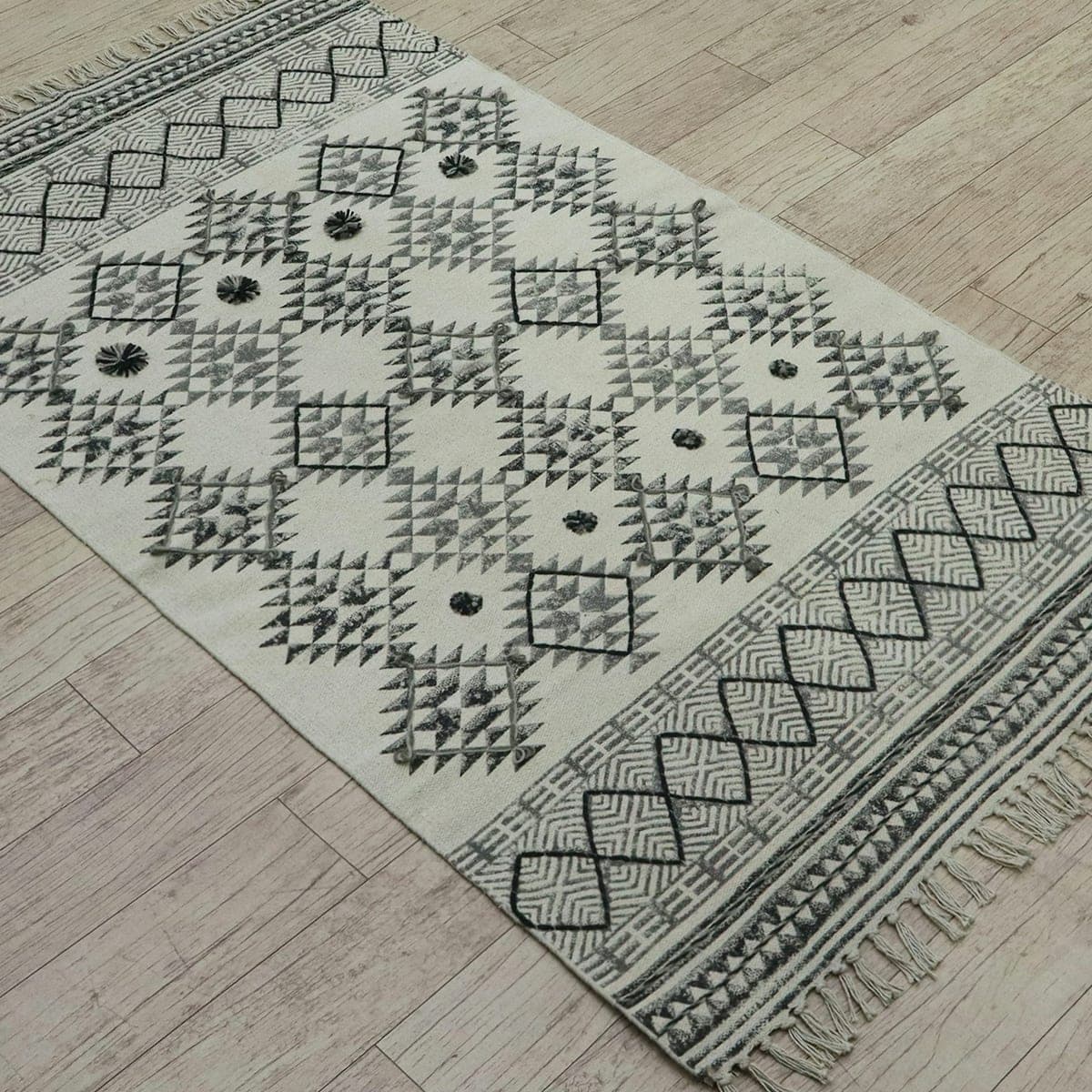 Close-up of the geometric pattern on the Nordic Grey