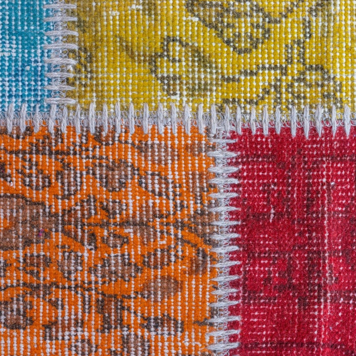Close-up of the distressed pattern on the Citrus Patchwork
