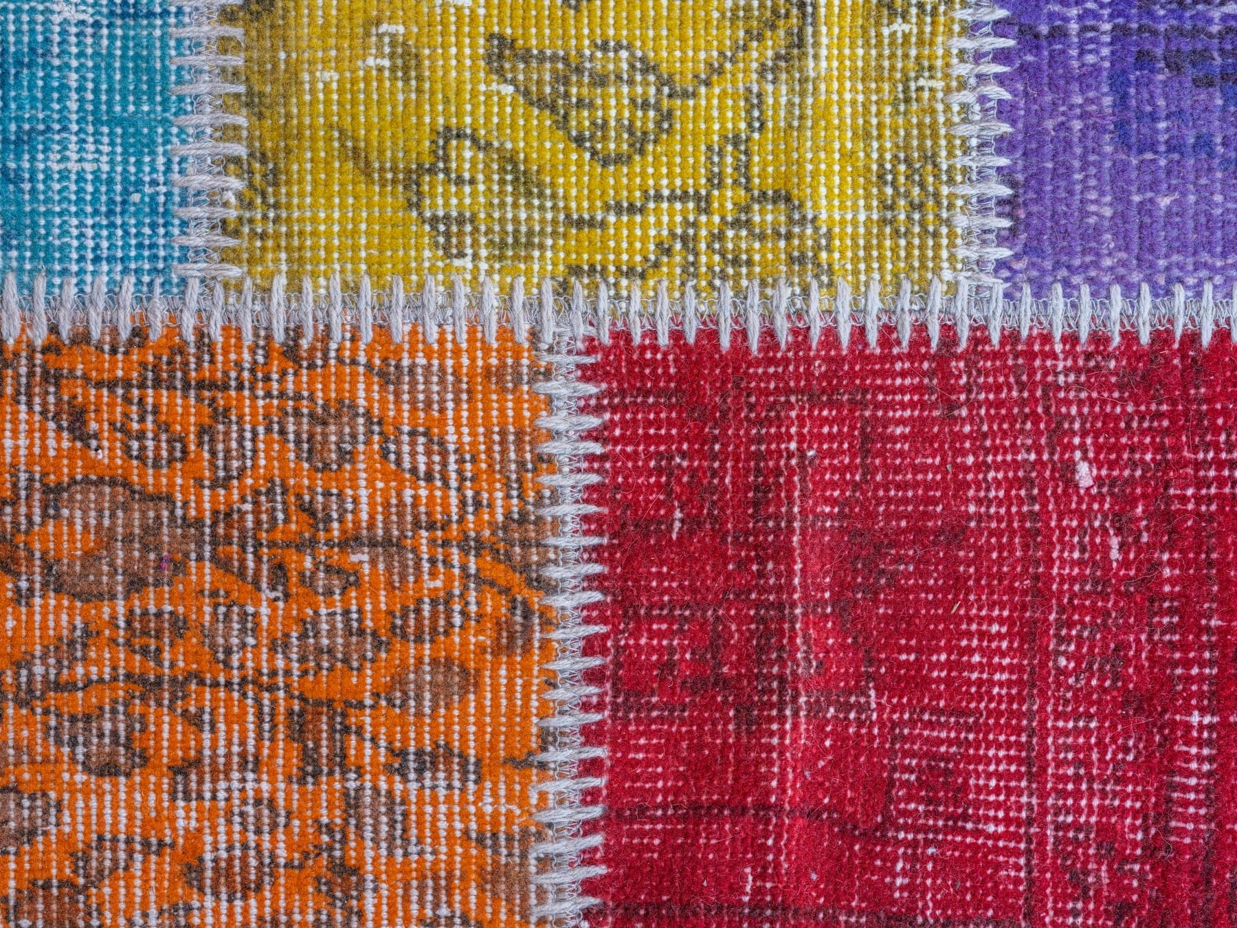 Citrus Patchwork, a hand-knotted wool rug, shown flat