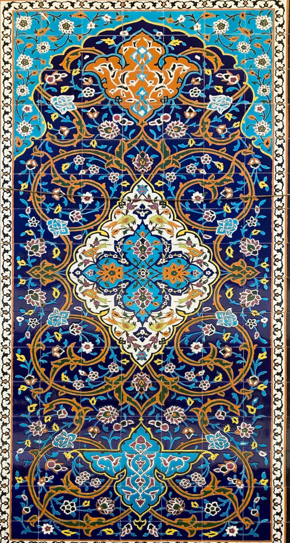 Isfahan Lapis Medallion, a hand-knotted wool and silk rug, shown flat