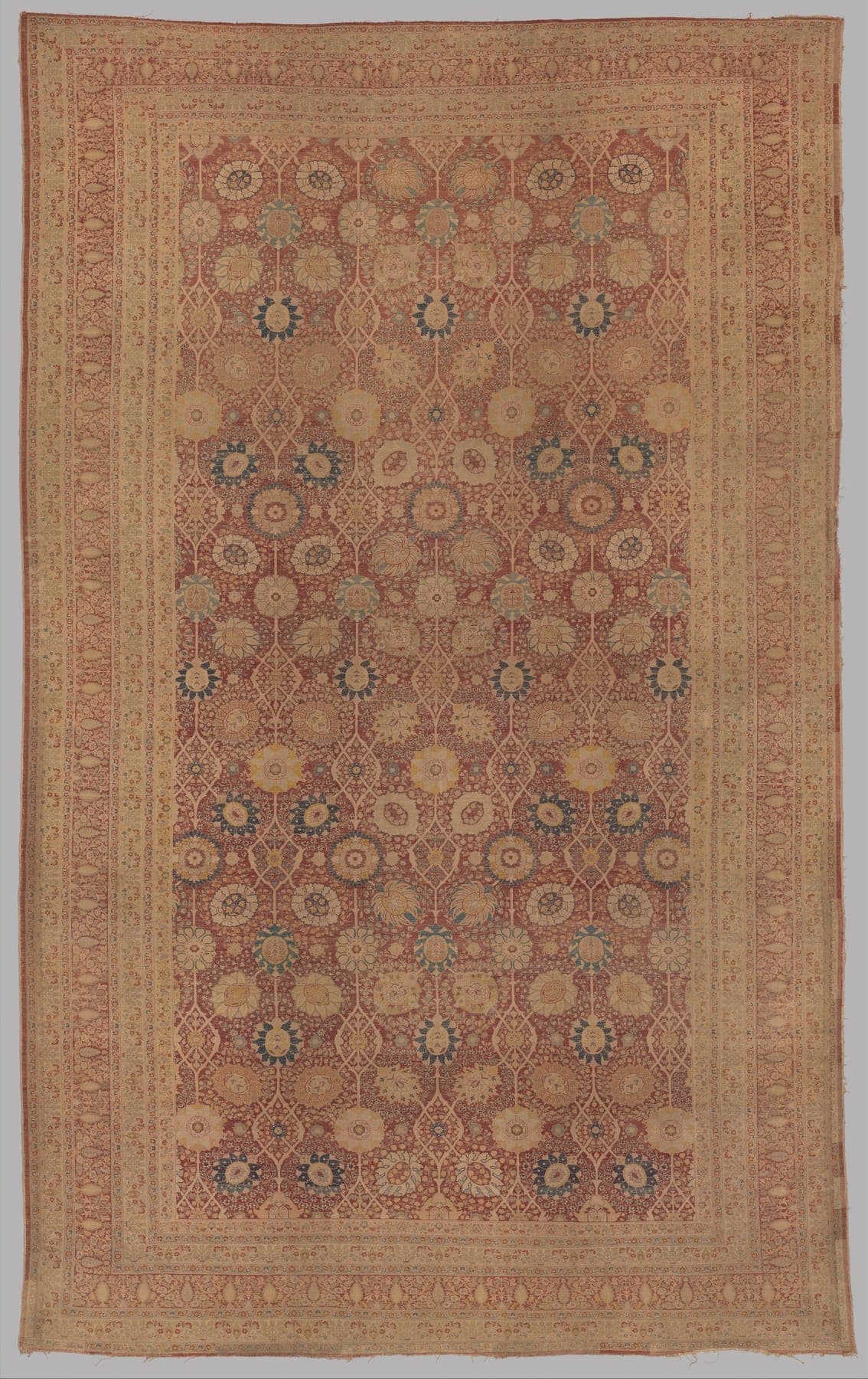 Nain Ivory, a hand-knotted wool and silk rug, shown flat