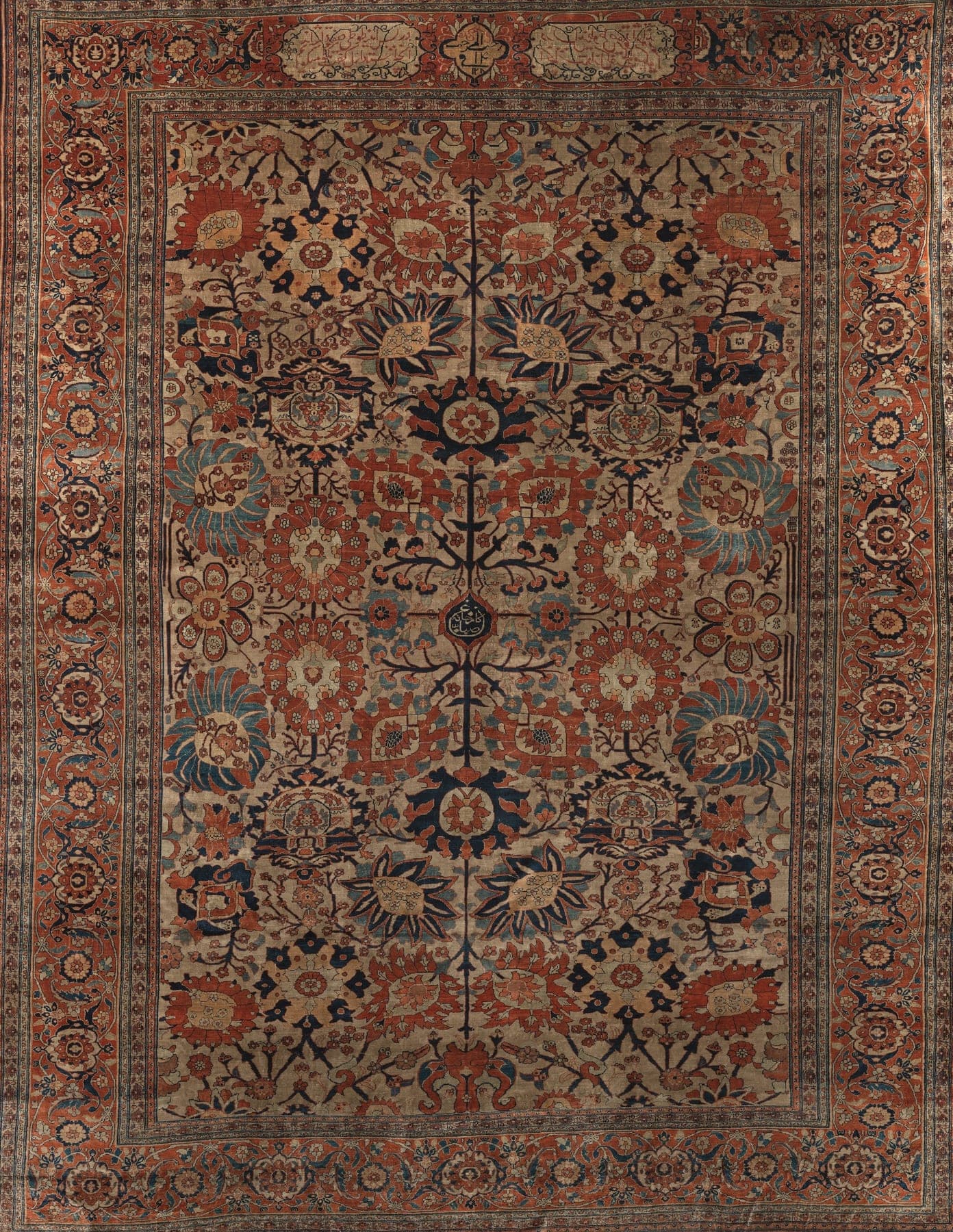 Heriz Geometric, a hand-knotted wool rug, shown flat