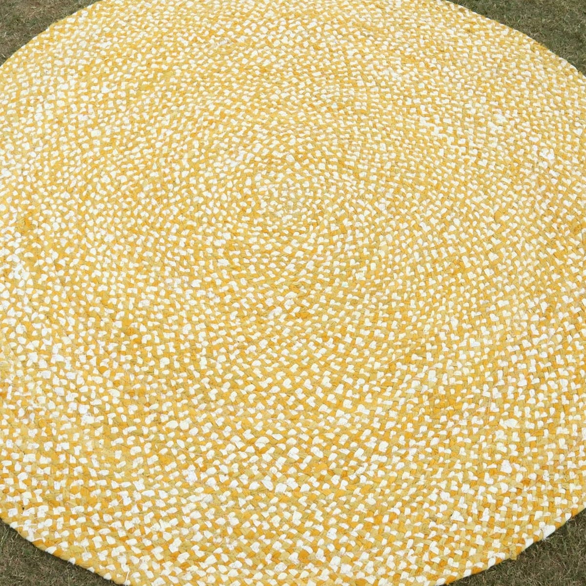 Close-up of the tonal pattern on the Saffron Braided Round