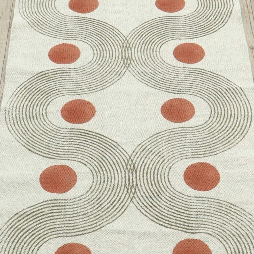 Close-up of the geometric pattern on the Modern Line Runner