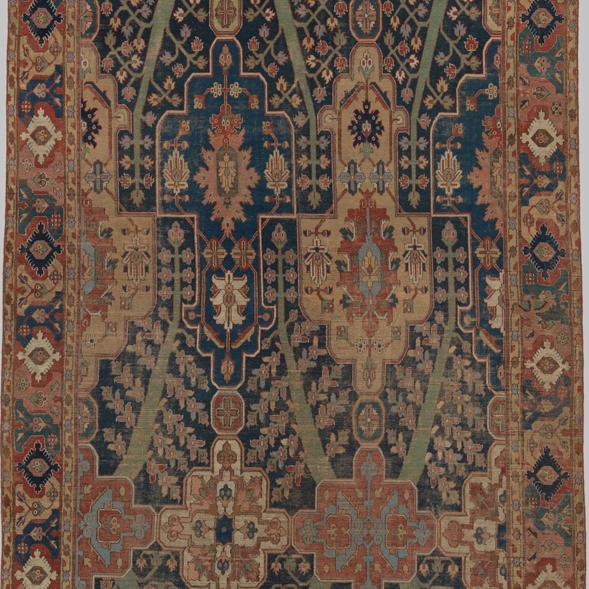 Close-up of the pictorial pattern on the Khorasan Tree Runner