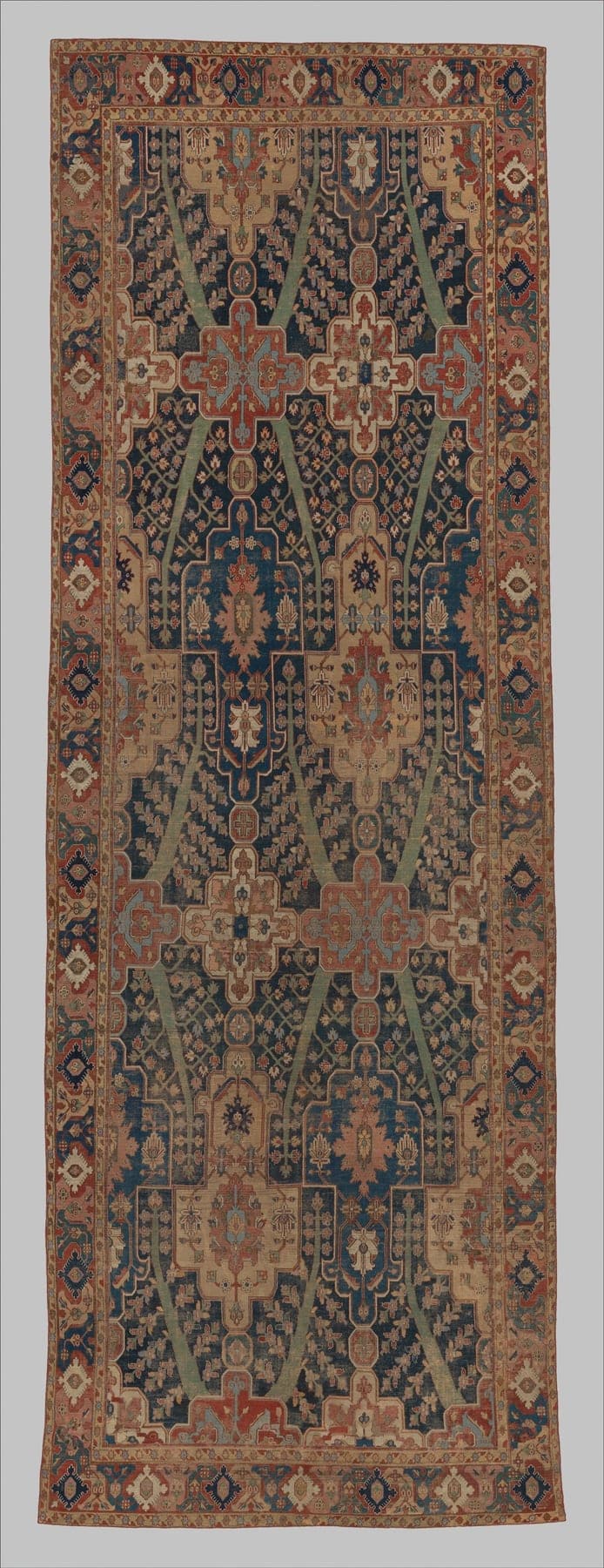 Khorasan Tree Runner, a hand-knotted wool rug, shown flat