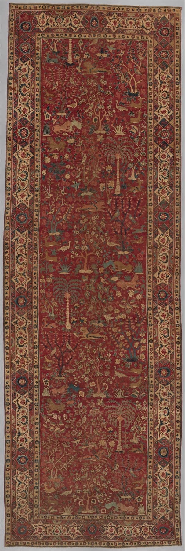Palm & Ibex Runner, a hand-knotted wool rug, shown flat