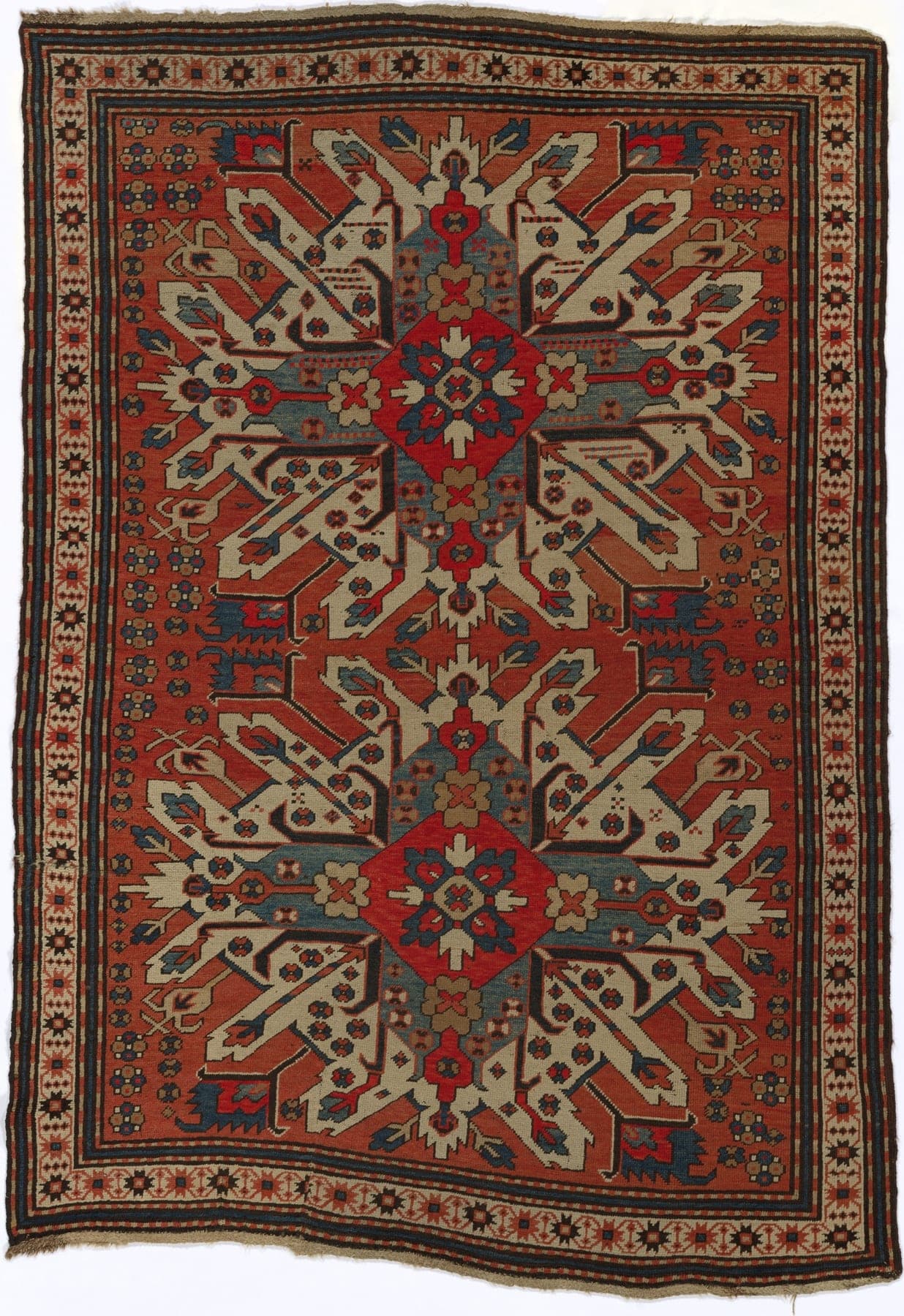 Eagle Kazak Star, a hand-knotted wool rug, shown flat