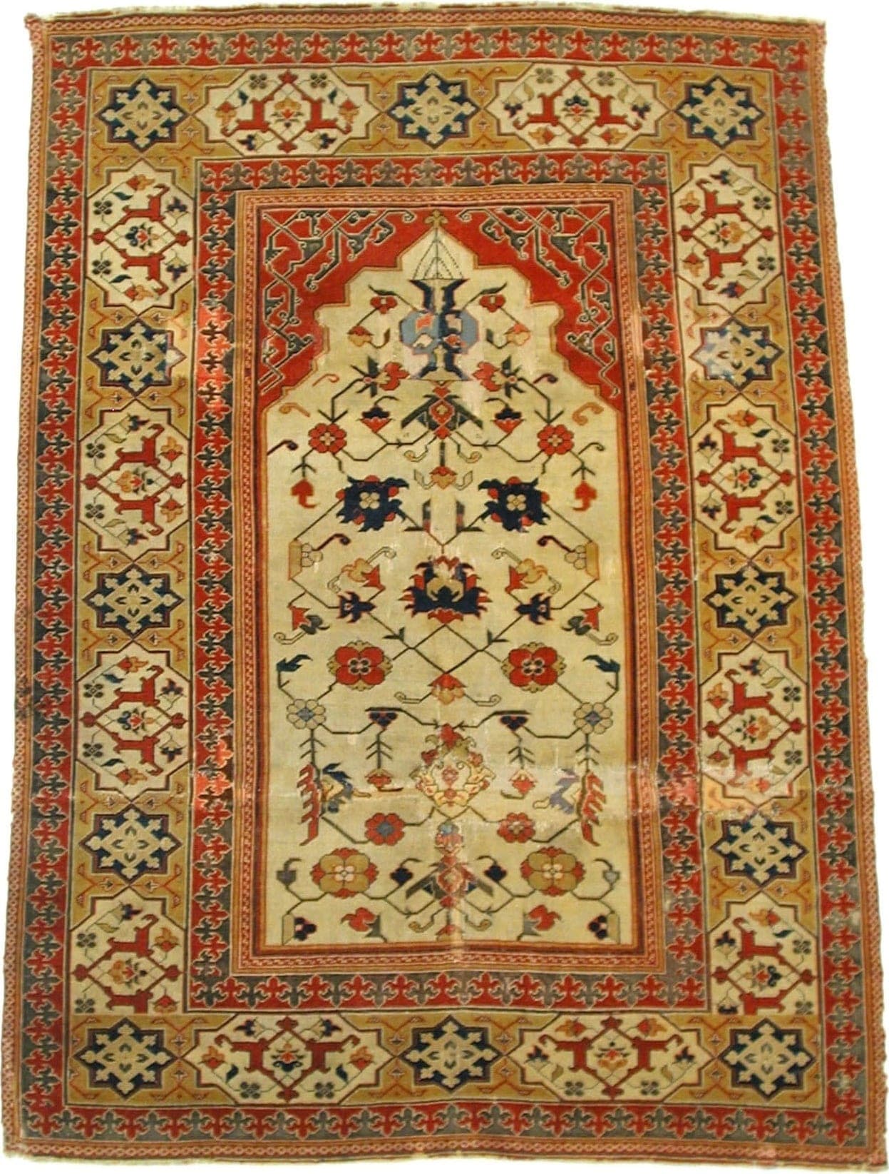Hereke Silk Court, a hand-knotted silk rug, shown flat