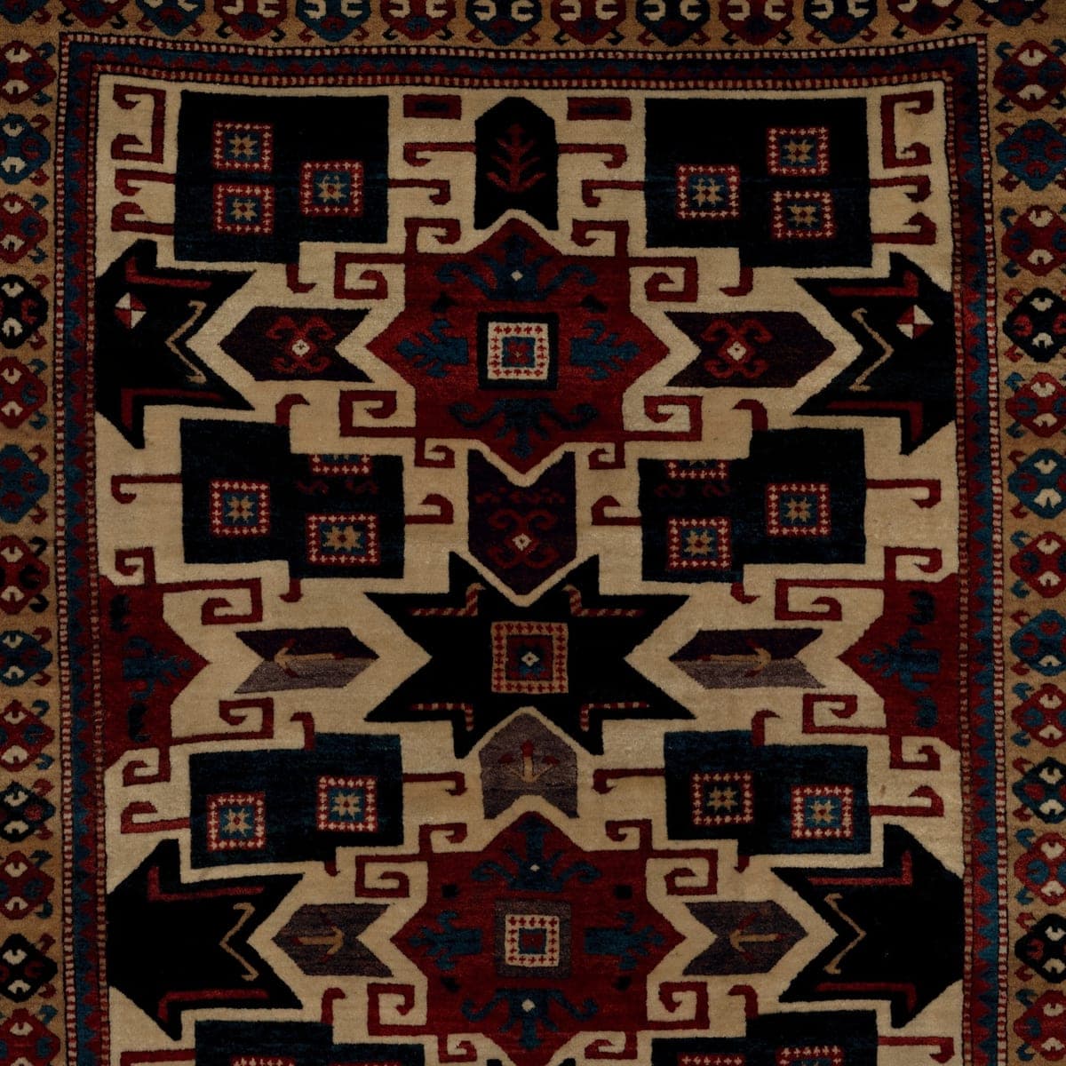 Close-up of the tribal pattern on the Star Kazak Noir