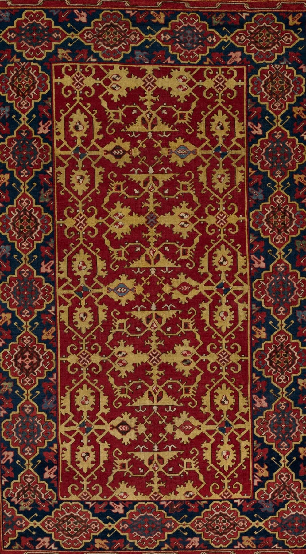 Ushak Lotto Classic, a hand-knotted wool rug, shown flat