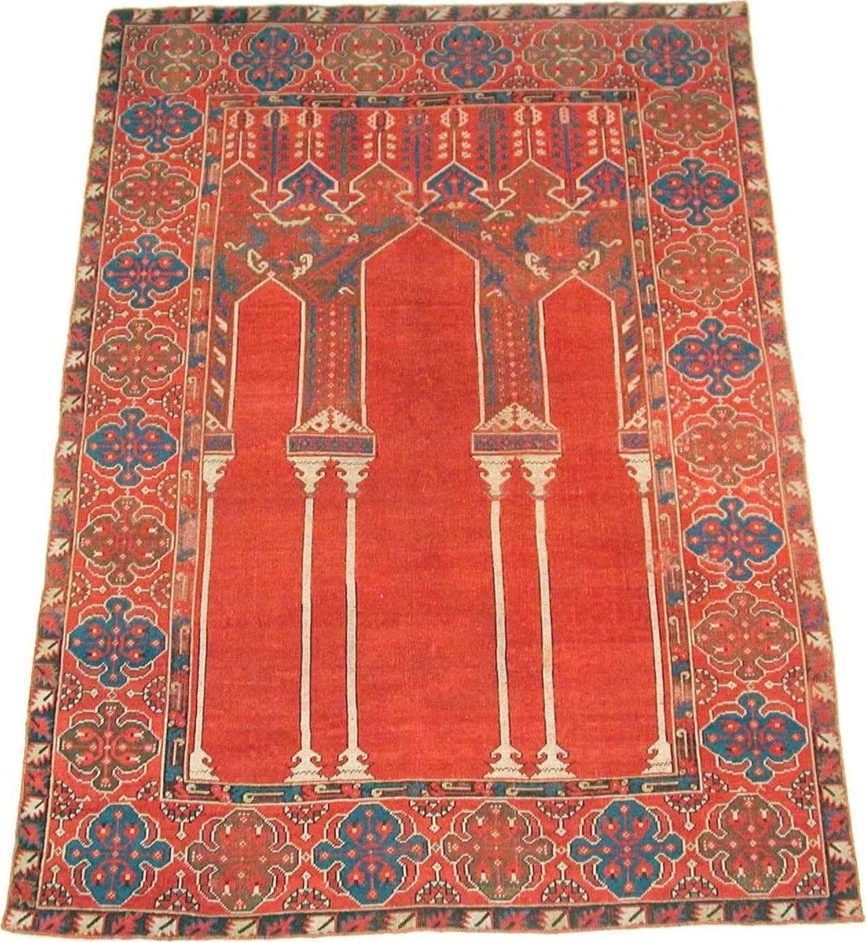 Ladik Triple Arch, a hand-knotted wool rug, shown flat